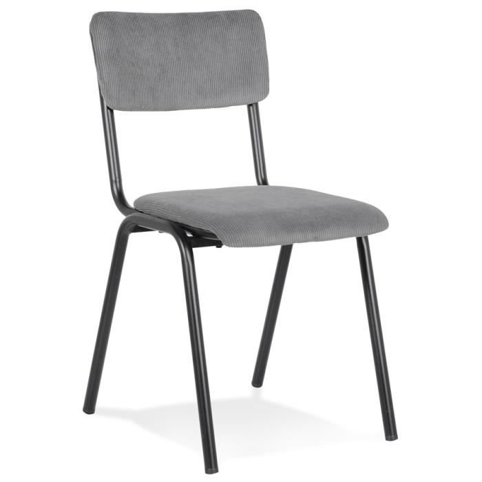 chaise de cuisine - alter ego - vanina - tissu côtelé - gris foncé - style scandinave et moderne