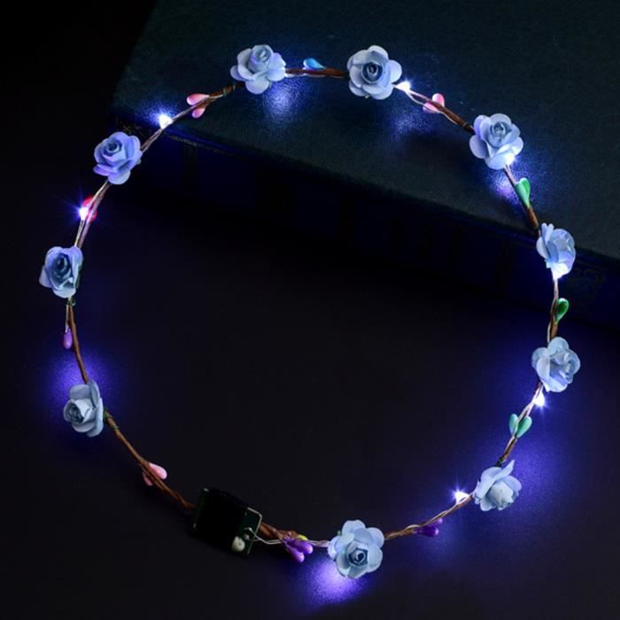 Couronne De Fleurs LED Lumineuse - Bandeau Floral Avec 3 Modes Clignotants Pour Mariage, Fête, Photo