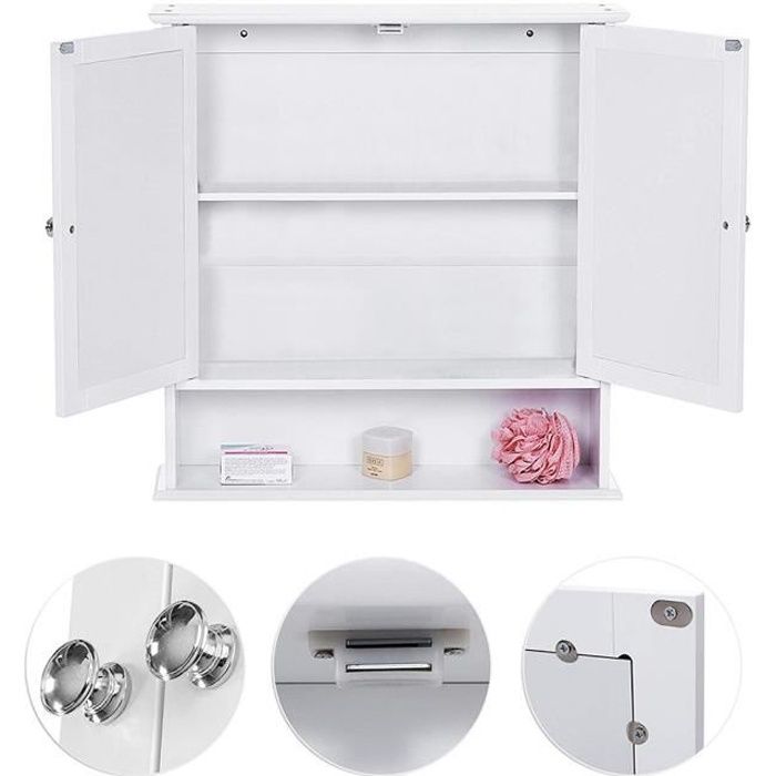 Armoire de Toilette Murale avec Miroir de Salle de Bain étagères de