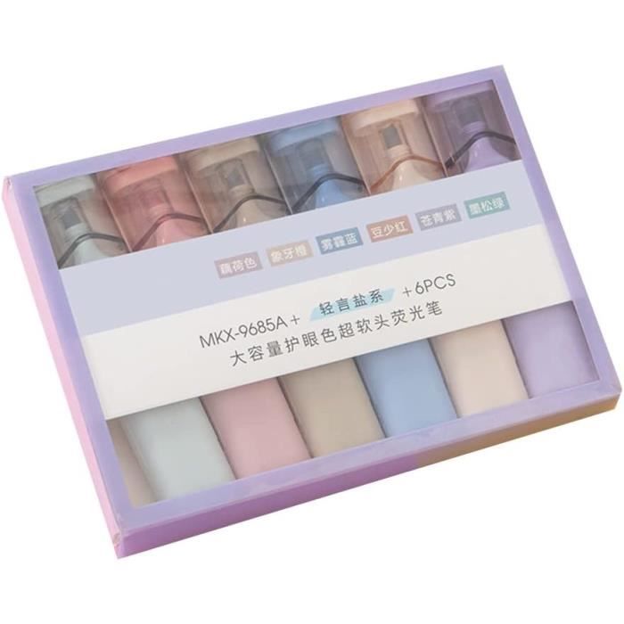Stylos Surligneurs à Double Pointe, Marqueurs Manga Kawaii, Ensemble De Gel Pastel Midliner, Fournitures De Papeterie Pour Journal, 6 Pièces/ensemble