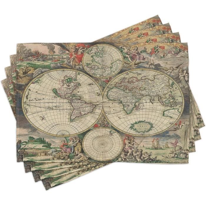 ABAKUHAUS Coloré Lot De Sets De Table En 4 Pièces, Art