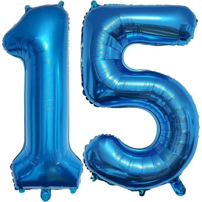 Ballon Chiffre Anniversaire 15-51 Ans Bleu - 101 Cm Ballon Numéro 1 Et 5  Bleu - Decoration Anniversaire Fête 15-51 Ans - Vole[H831] - Cdiscount  Maison