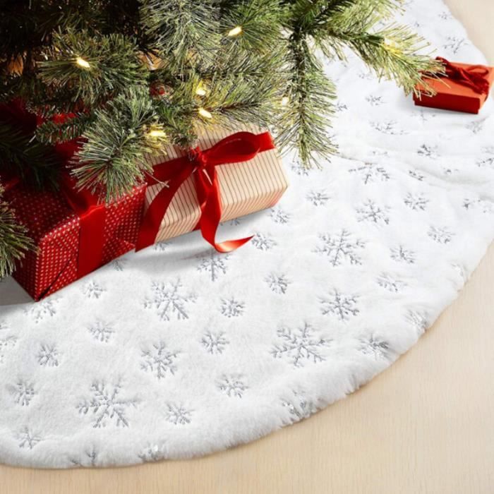 Jupe de Sapin de Noël de 78cm,Tapis en Fausse Fourrure,Flocons de Neige