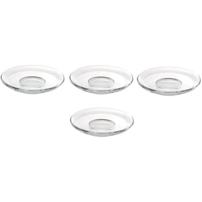 Lot De 4 Tasses à Café Duralex Vertes + Soucoupes - Verre Transparent Résistant - Occasion En Bon état