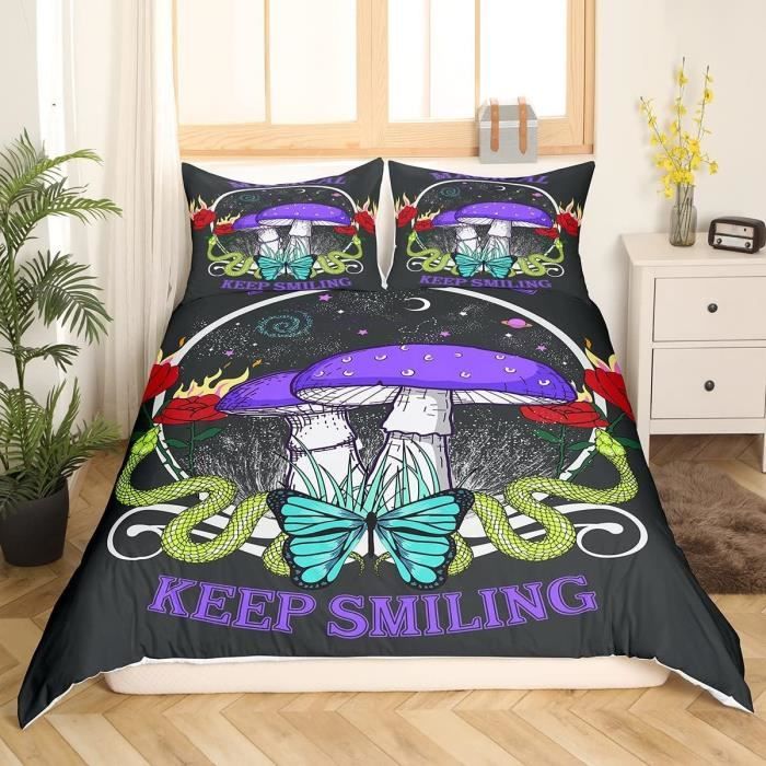 Cute Mushchambre Décor Housse De Couette Rose Floral Enfants Parure De