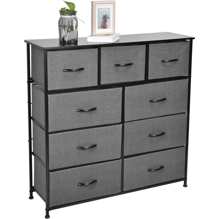 Commode 12 Tiroirs Mintnook - Meuble Rangement Chambre En Tissu Et Métal - Dimensions 80x35x163 Cm, Tiroirs 36,5x34x19 Cm - Design Sobre, Montage Facile, Blanc