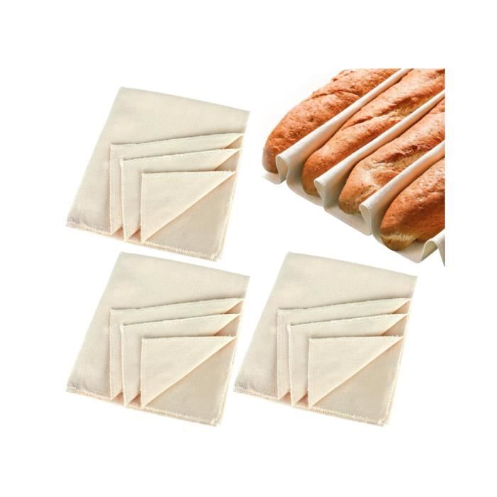 3 Toiles à Pâte En Lin/coton Pour Fermentation Du Pain - 75x45 Cm, Non Collantes, Lavables, Pro Et Débutants