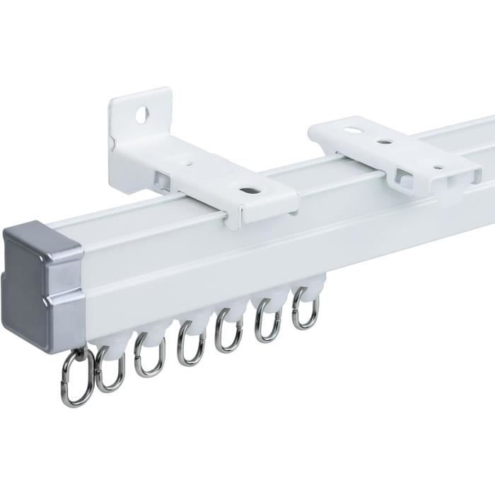 Rail De Rideau En Aluminium Pliable - Montage Au Plafond Ou Mur, Support Jusqu'à 25 Kg, Pour Baies Vitrées