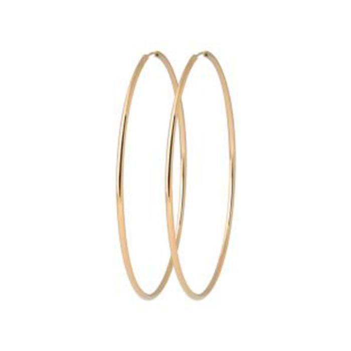 Boucles D'oreilles Créoles 70 Mm Plaqué Or 18 Carats - Neuf Avec étiquettes - Femme