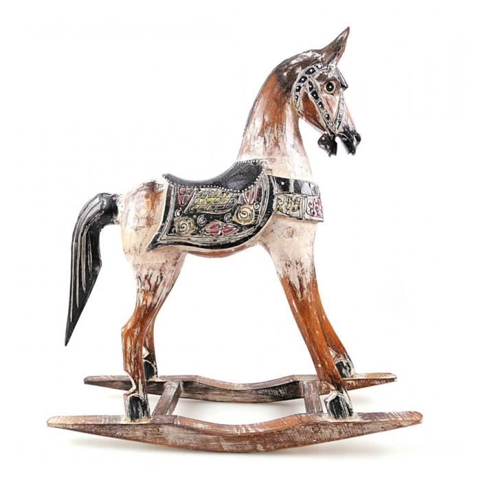 Cheval a bascule en bois Vintage Beige 45cm Cdiscount Jeux Jouets