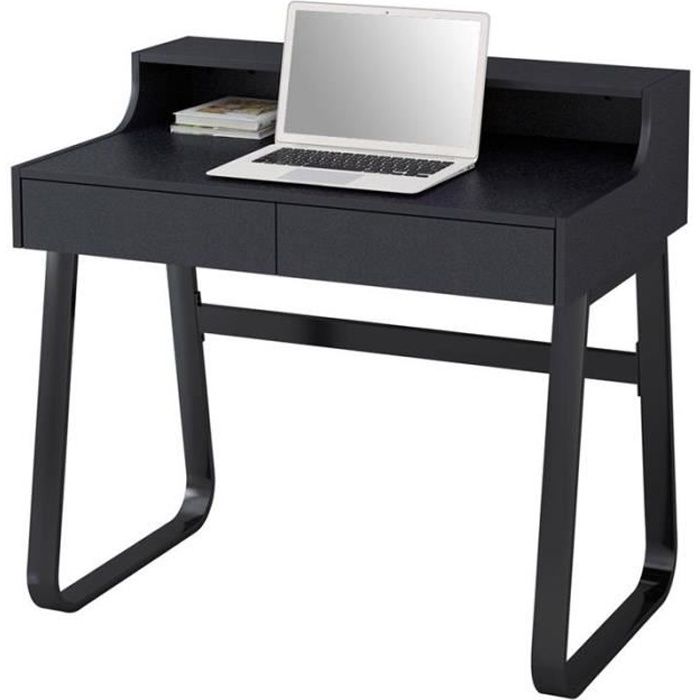 Petit Bureau Informatique En Bois Et Metal Noir Avec Tiroirs Achat Vente Bureau Bureau Informatique Noir Soldes Sur Cdiscount Des Le 20 Janvier Cdiscount