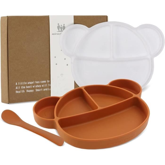 Set De 2 Assiettes Bébé Avec Ventouse - Acier Inoxydable SUS304 + Silicone, Anti-dérapant, Sans BPA - Yamobi