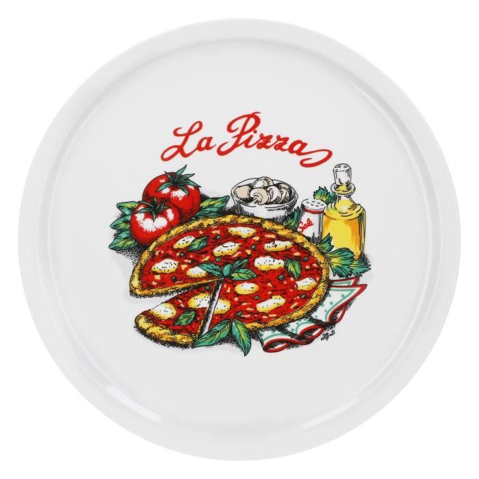 Assiette à Pizza HENDI ⌀31cm - Porcelaine Motif Barocco - Lave-vaisselle Et Micro-ondes - Jaune/Noir