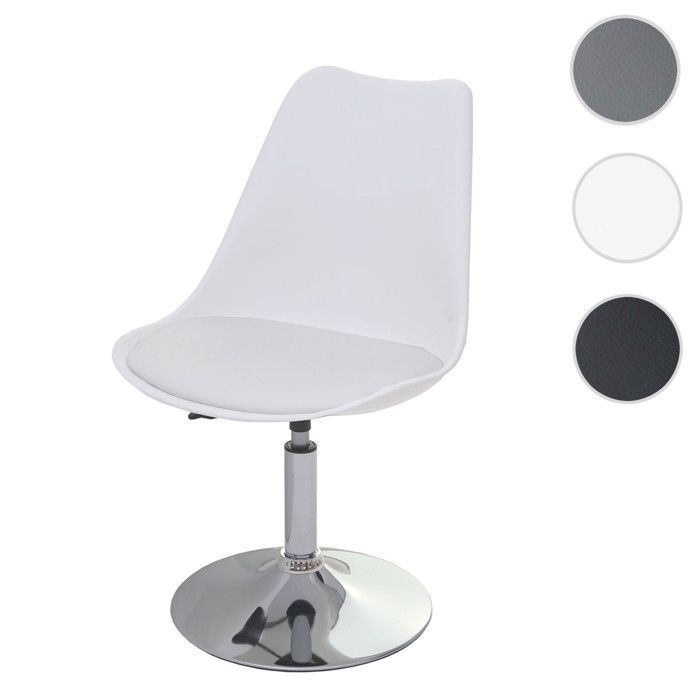 Chaise pivotante Malmö T501 chaise de cuisine réglable en hauteur similicuir - gris foncé socle chromé Chaise pivotante Malmö T501 chaise de cuisine réglable en hauteur similicuir - gris foncé socle chromé