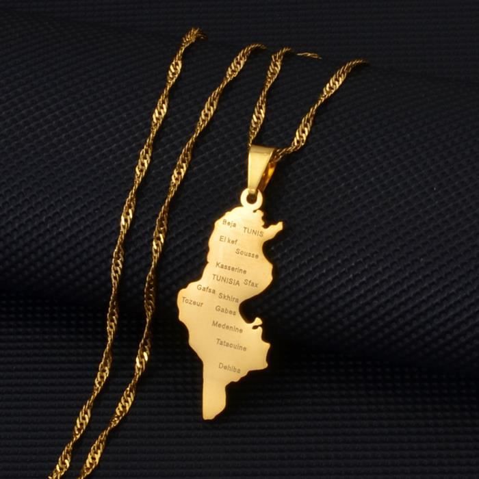 Collier Carte Israël Palestine Getsona - Pendentif Rétro - Bijou Ethnique - Cadeau Symbolique