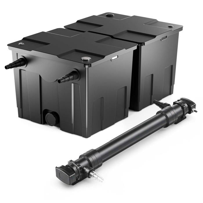 SunSun Kit complet: CBF-350B Filtre de bassin jusquà 60000 L Biologique CUV-672 lampe uv UVC Clarificateur avec 72 Watt Puissance