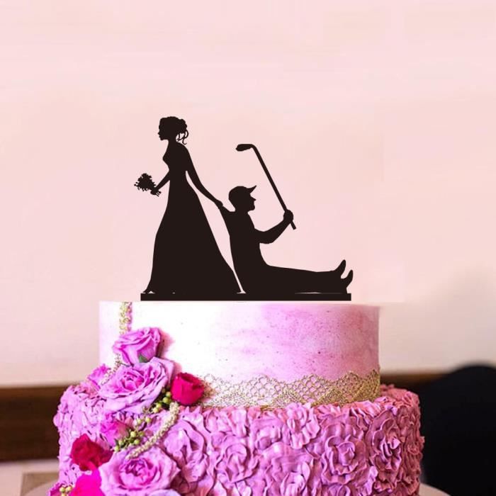 Figurine Décoration Gâteau De Mariage - Marié Et Mariée S'Embrassant, Plastique Peint à La Main - Pour Gâteau, Cadeau - 12