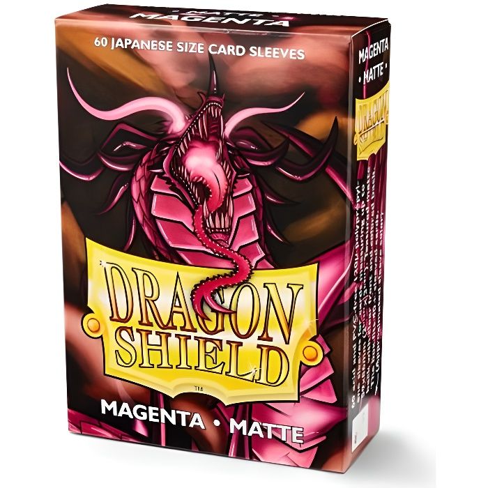 Protège-cartes - Dragon Shield - 60 Japanese Sleeves - Matte Magenta - Haute qualité - Soudure résistante