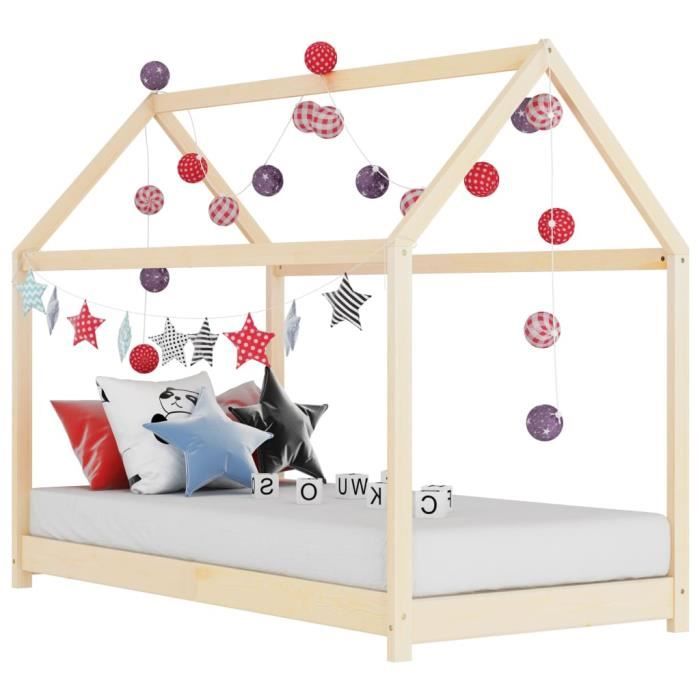 Lit cabane enfant - 4478Queen® - Bois massif - 80x160 cm - Contreplaqué et pin massif