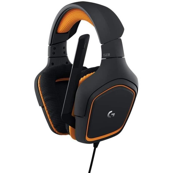 Noir/Orange Logitech G231 Casques Gaming Stéréo Prodigy avec Micro pour PC Xbox One et PS4 