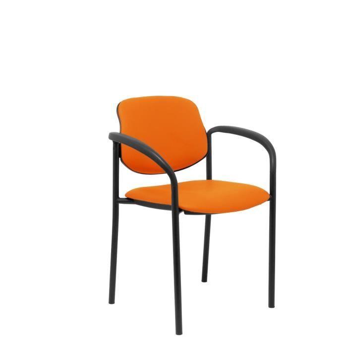 Chaise confidentielle - PIQUERAS Y CRESPO - Modèle Villalgordo - Tissu orange - Accoudoirs noirs - 1 place Chaise confidentielle - PIQUERAS Y CRESPO - Modèle Villalgordo - Tissu orange - Accoudoirs noirs - 1 place