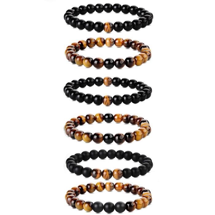 Fashion Hommes Bracelet 8 mm pierre naturelle Lave Oeil de Tigre Pierre Amitié Bracelet