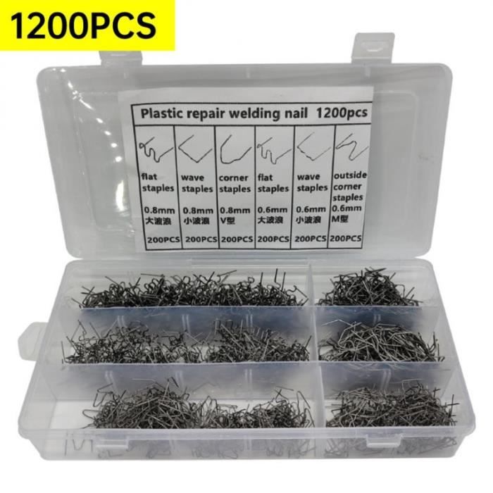 Kit De Soudure Plastique Avec Agrafeuse Chaude - 600/1200/3000 Agrafes, 2 Tailles - Pour Réparer Pare-chocs, Etc. - 9
