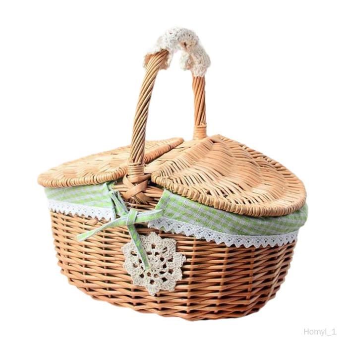Panier Pique-nique Osier Panier En Osier Rustique Avec Poignées - Pour Pique -nique, Rangement Ou Décoration Panier De Pique Nique