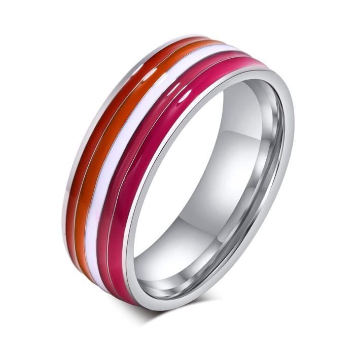 Diademe Z1LO4 Bague LGBT lesbienne en acier inoxydable pour Couple