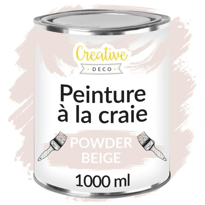 Creative Deco Peinture Craie Beige Poudré | 1L | Mat et Lavable | Peinture Meuble Bois | Chalk Paint | Ardoise Craie | Peinture Mur
