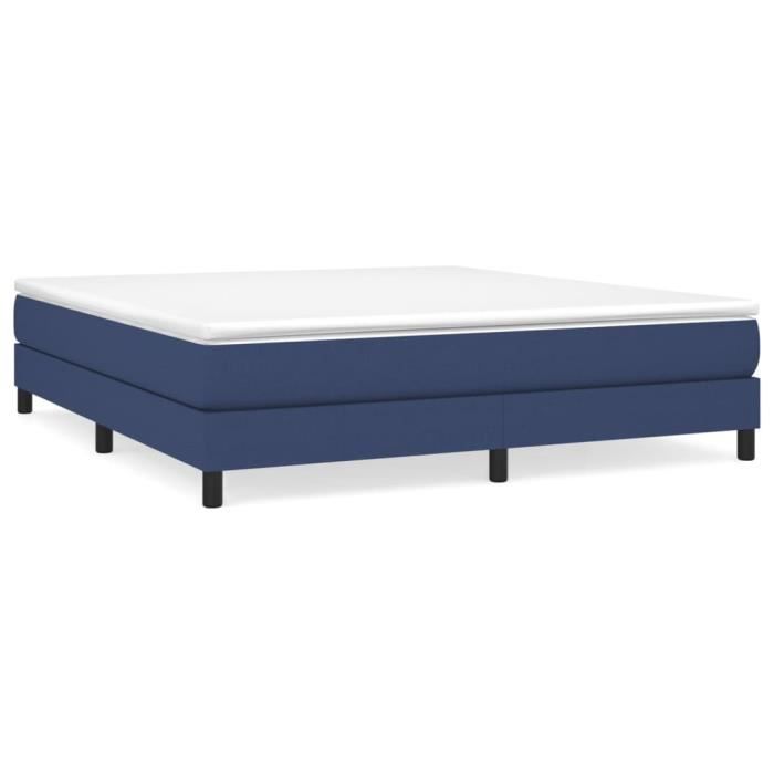 sommier à ressorts de lit bleu 160x200 cm tissu-s15365