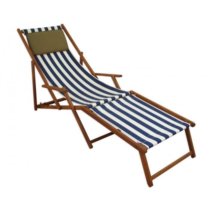 Chaise longue rayé bleu et blanc chilienne bain de soleil pliant repose-pieds oreiller 10-317FKD Chaise longue rayé bleu et blanc chilienne bain de soleil pliant repose-pieds oreiller 10-317FKD