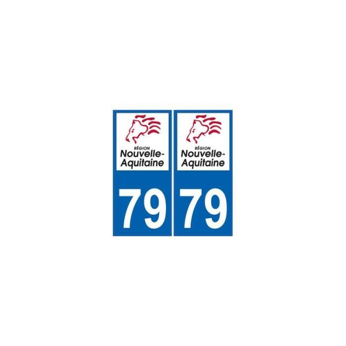 2X Sticker autocollant immatriculation département 79 Deux-Sèvres New Aquitaine 