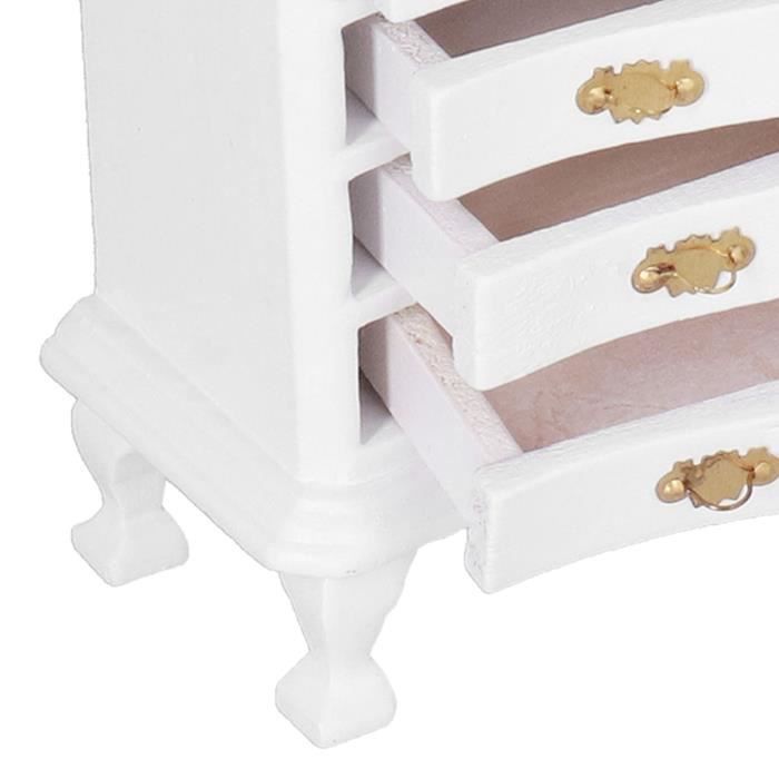 Commode 5 Tiroirs Miniature 1/12 Pour Maison De Poupée - Meuble En Bois Blanc, 8,1x3,2x11 Cm - 6