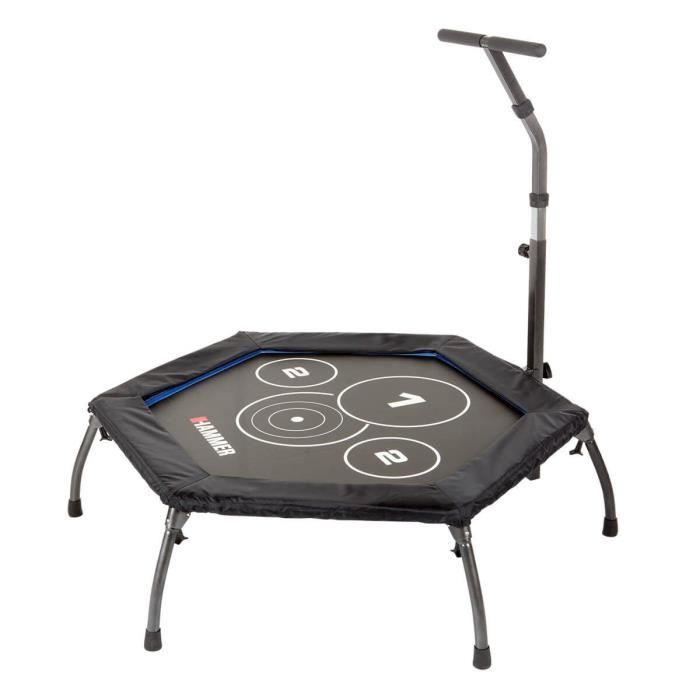 Trampoline Fitness HAMMER Cross Jump Noir et bleu Barre en T