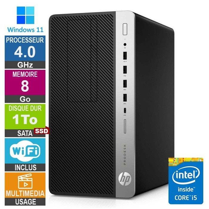 HP ProDesk 600 G5 MT i5 8400 240Go SSD + Écran - vue 8