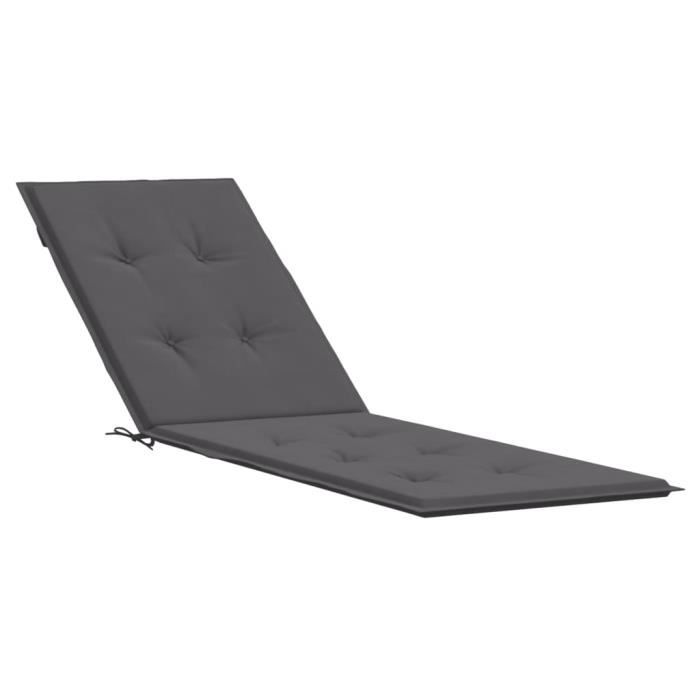 Coussin Chaise Longue Monochrome 90x45cm - Remplissage Coton PP, Sangles Ajustables - Pour Transat, Jardin, Terrasse - 7
