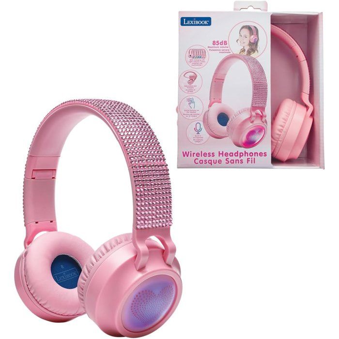 Casque lumineux pliable Bluetooth et filaire Girly avec limitation du volume