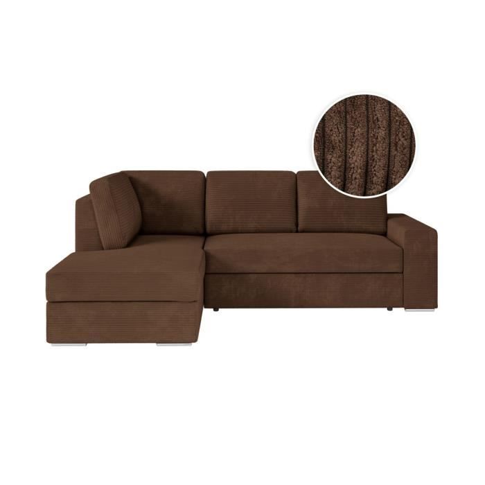 Canapé d'angle Marron Velours Moderne Confort