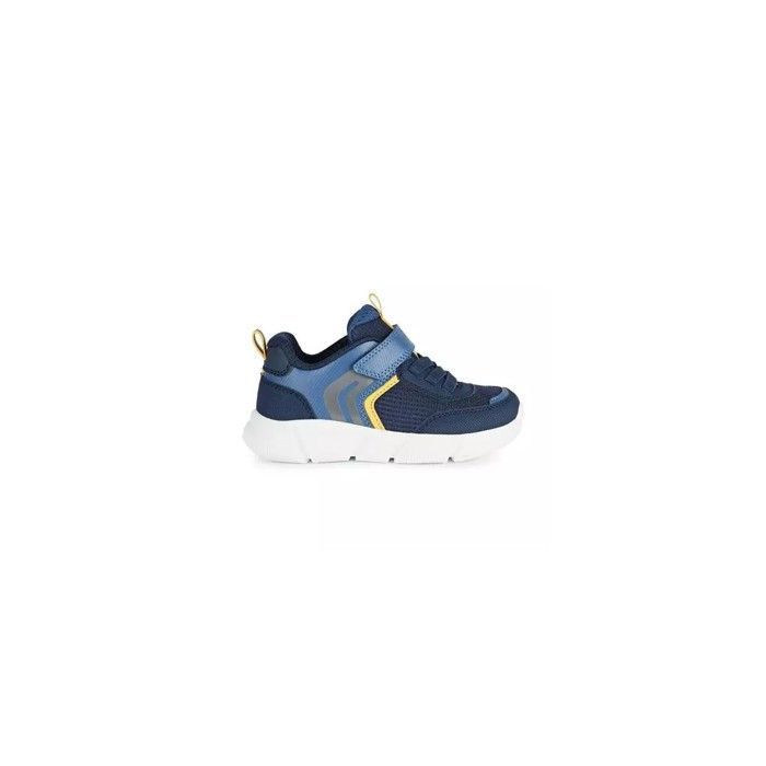 1655 Geox J Aril Boy - Baskets garçon bleu fermeture scratch talon plat 3 cm