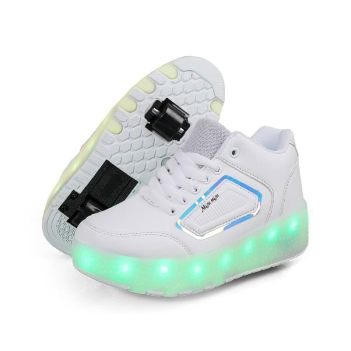 Chaussures à LED Rechargeables USB - Lumière Clignotante Couleur Changeante, Semelle Double Roulettes - 9