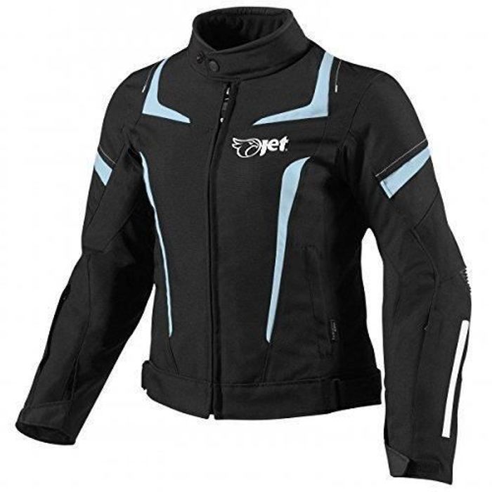 JET Blouson Veste Moto Femme Imperméable avec Armure Textile (Bleu)