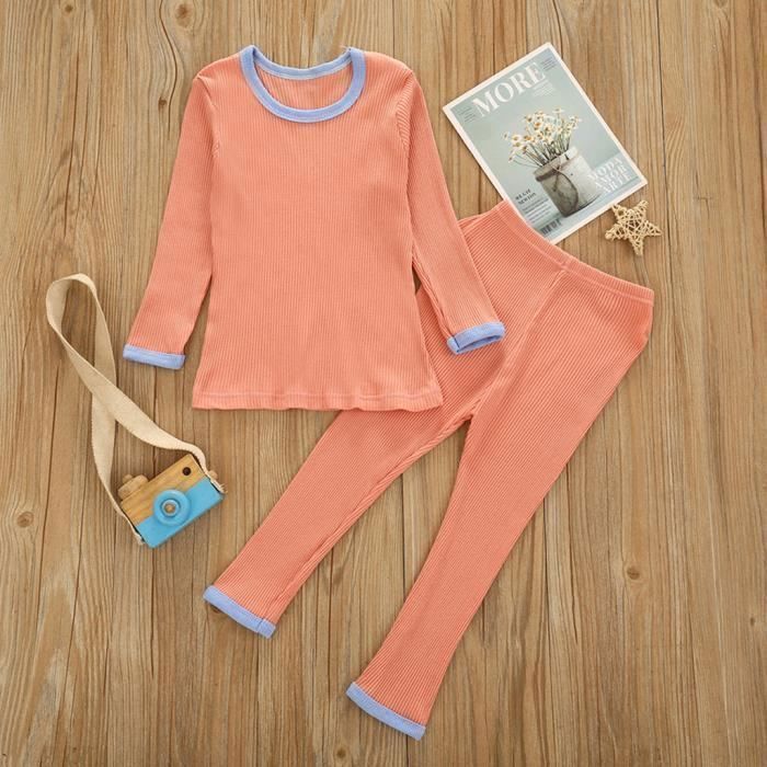 Enfant En Bas Age Enfants Bebe Garcon Fille Tricot T Shirt Pantalon Pyjama Vetements De Nuit 2 Pieces Tenues Ensemble Rose Rose Cdiscount Pret A Porter