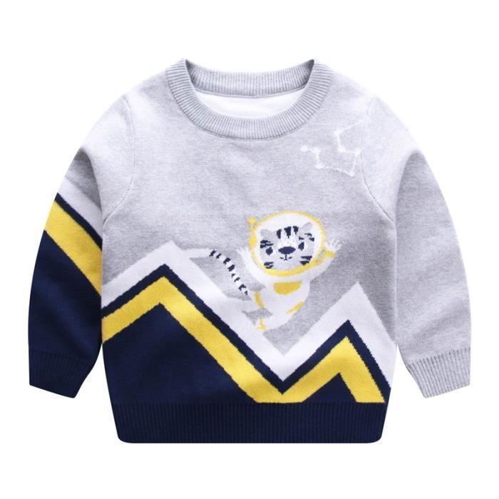 Pull Enfant Manches Longues en Tricot Coton De 2 à 10 ans Chaude Doux Col  Rond Pas Cher - Gris Gris - Cdiscount Prêt-à-Porter