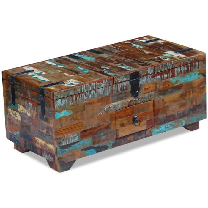 Table Basse Coffre En Bois Massif Uncle Joe's - Vintage Shabby L - 98cm