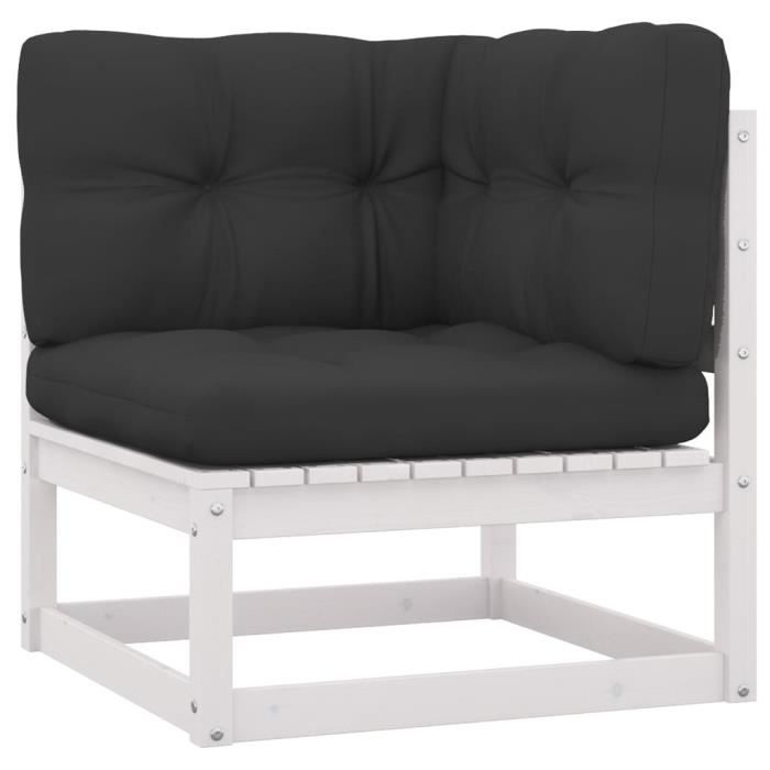 1259•Sale Hot•Canapé scandinave d angle HOMMIE - Canapé droits Sofa dangle de jardin avec coussins anthracite Bois de pin MEUBLE Bl