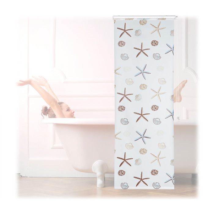 Store De Douche Ocean, 80x240 Cm, Rideau De Douche, Baignoire Bain Store Fixation Plafond Semi Transparent Relaxdays 84670831