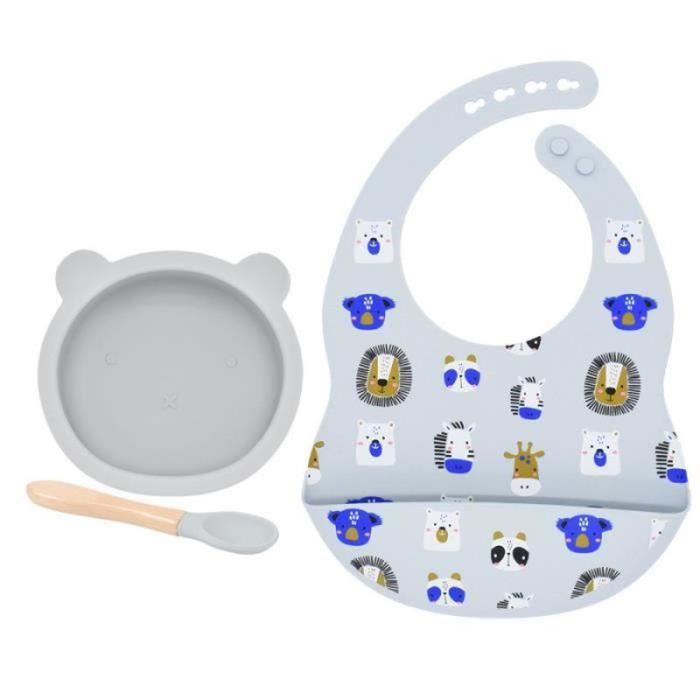 Kit De Vaisselle Bébé 7 Pièces En Silicone Avec Ventouse - Couleur Verte, Antidérapant Et Incassable