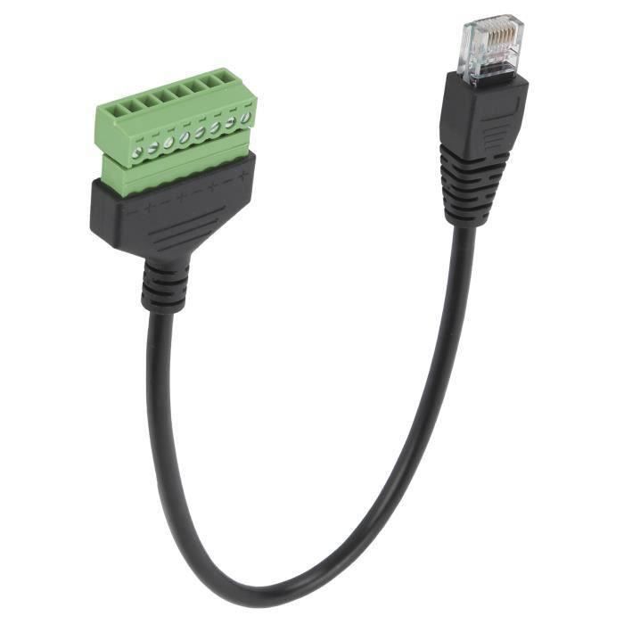 Tbest Câble RJ45 Câble Court en PVC RJ45 Prise Mâle vers Terminal Sans Soudure Vert Adaptateur