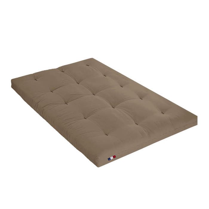 Matelas futon taupe en coton 160x200 - Taupe - Garantie 5 ans - Terre de Nuit